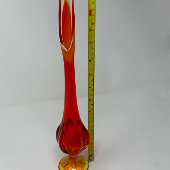 Vintage Viking Glass Amberina 13.5” Swung Vase - Picture 8 of 8